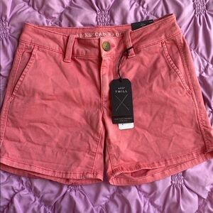 NWT!! American Eagle Midi Twill Pink Shorts — Size 0!!